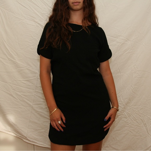 Black Fancy Work Wear Dress With Back Zipper - Picture 1 of 4